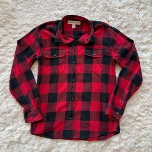 Old Navy red and black buffalo checkered flannel shirt boys size 18
